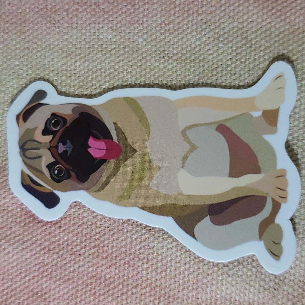 (B) Pug Dog Sticker Doggie Dog Mom Puppy